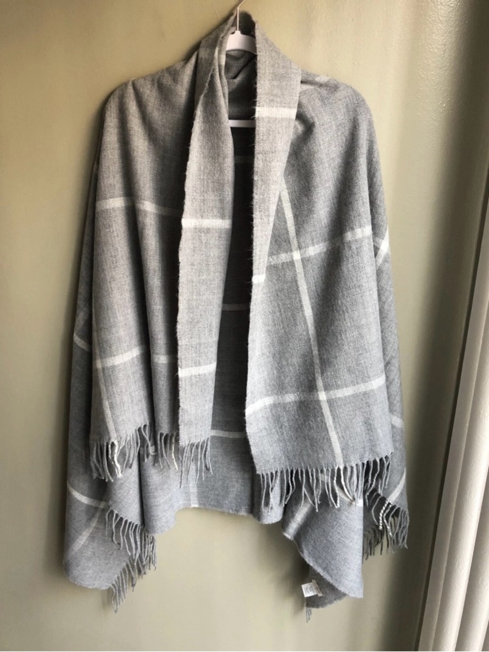 J. Crew Oversized Gray Plaid Blanket Scarf Wrap